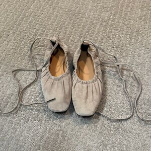 Banana Republic Taupe Suede Ballet Tie Flats